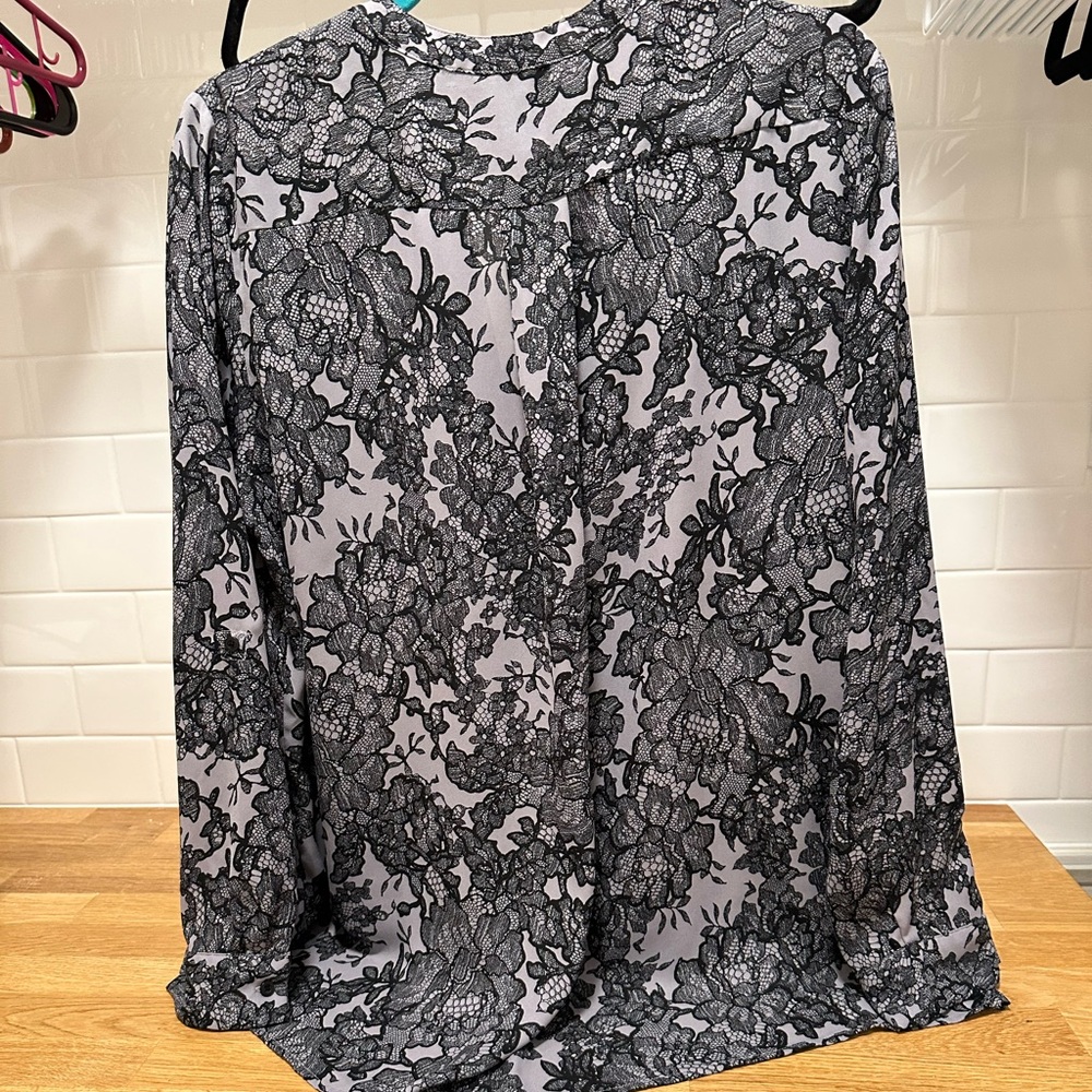 Black Lace Overlay Blouse